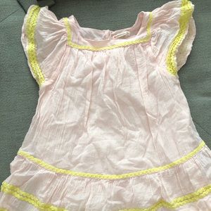 Blush toddler dress with yellow detail